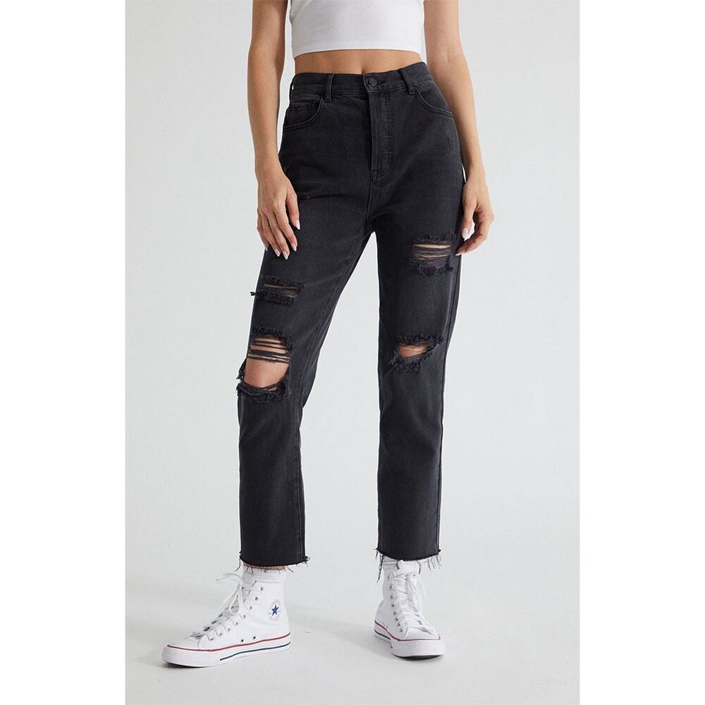 Pacsun Black High Rise Straight distressed jeans size 28